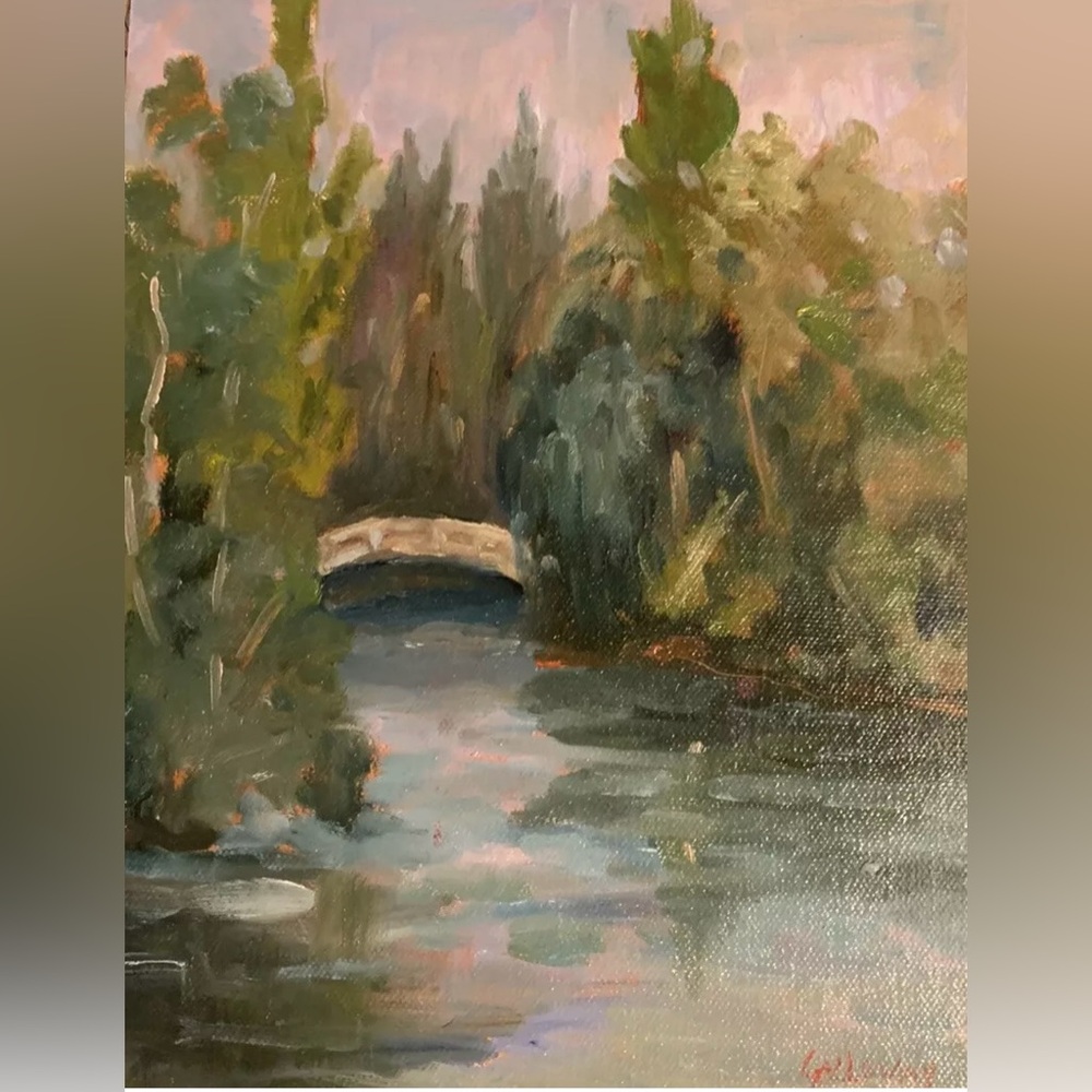 Green and Blue Impressionistic Landscape Painting